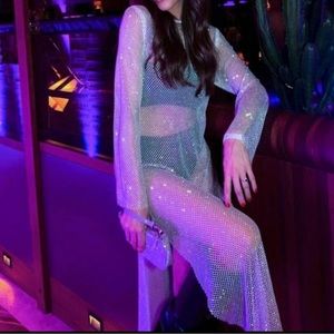 New $169 Zara Rhinestone Mesh Blue Dress Extra Small - Small XS-S 2855/204